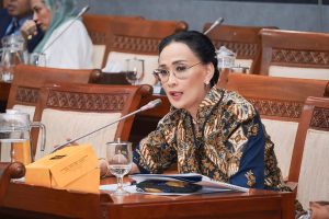 Anggota Komisi I DPR RI dari Fraksi Nasdem Amelia Anggraini saat rapat kerja bersama mitra kerja Komisi I DPR RI.(Dokumentasi Humas DPR RI.)