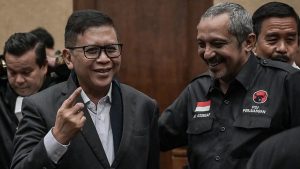 Sidang lanjutan kasus dugaan suap pergantian antarwaktu (PAW) anggota DPR dan perintangan penyidikan yang menjerat Sekretaris Jenderal Partai Foto: Sekjen PDIP Hasto Kristiyanto